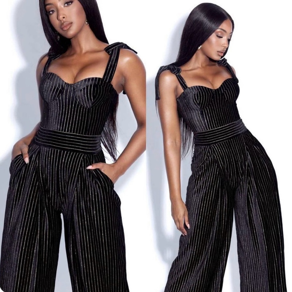 Elegant Black Pinstripe Jumpsuit
